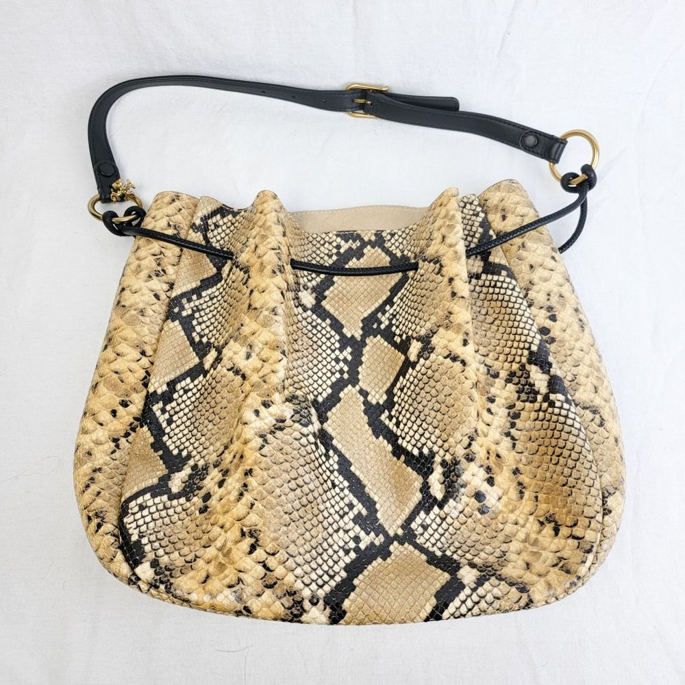 Tory Burch 151 Mercer Exotic Hobo Snakeskin Leather Handbag Excellent Condition